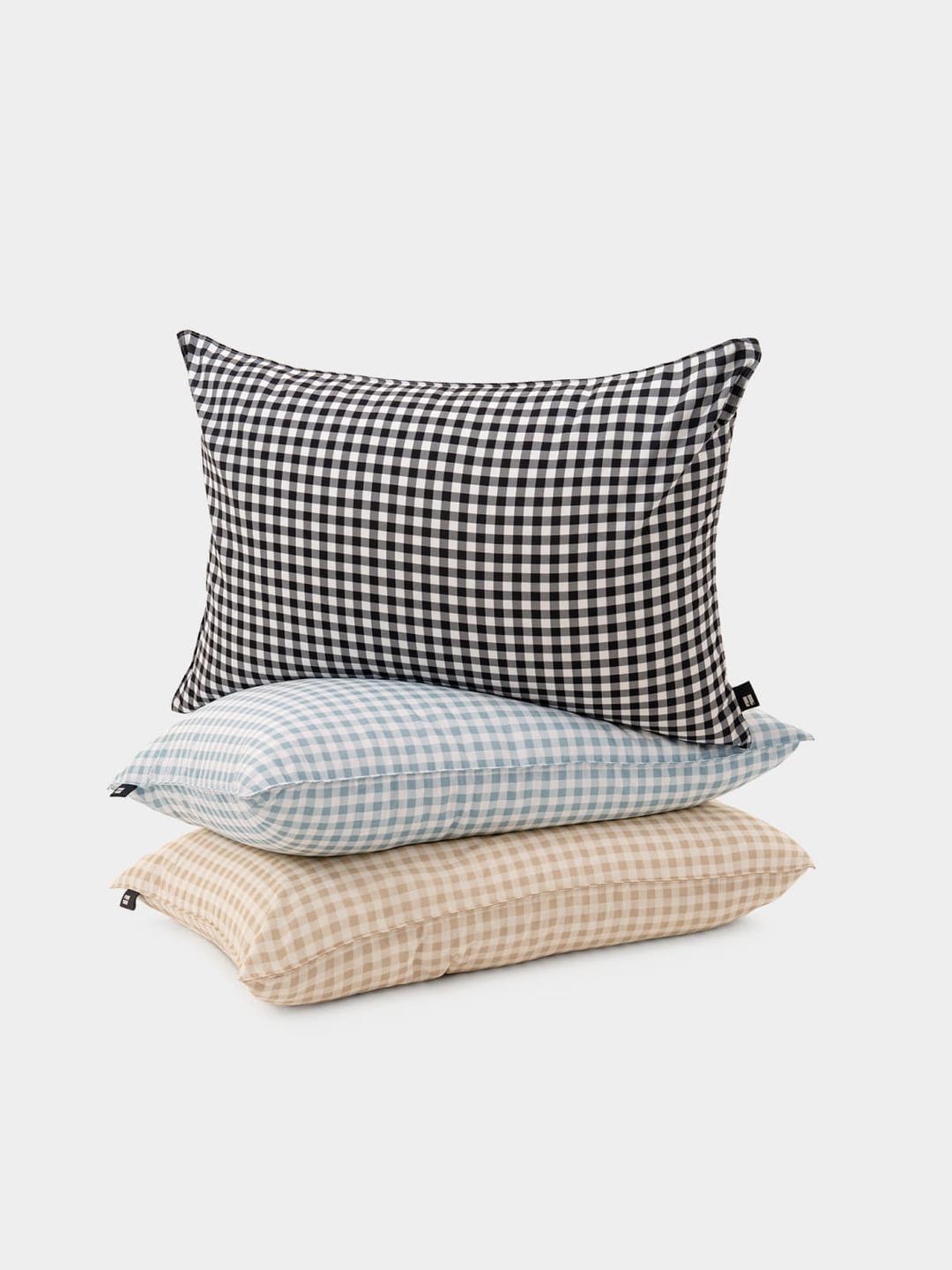 피치스킨 깅엄 체크 베개커버