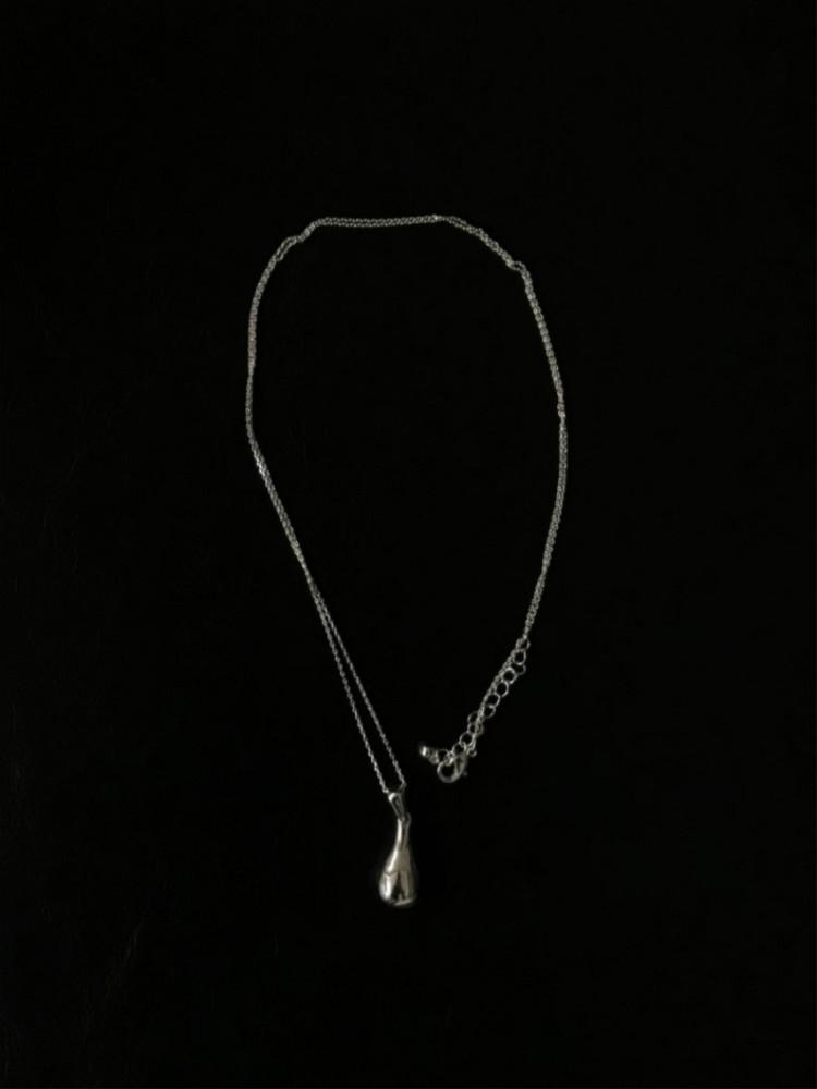 실버 롱 물방울 목걸이