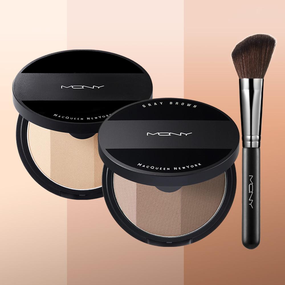 맥퀸뉴욕 페이크 업 3색 쉐딩+쉐딩브러쉬 컨투어링 섀딩