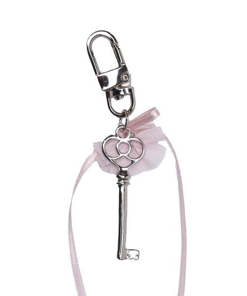 HE019 Pink heart ribbon keyring