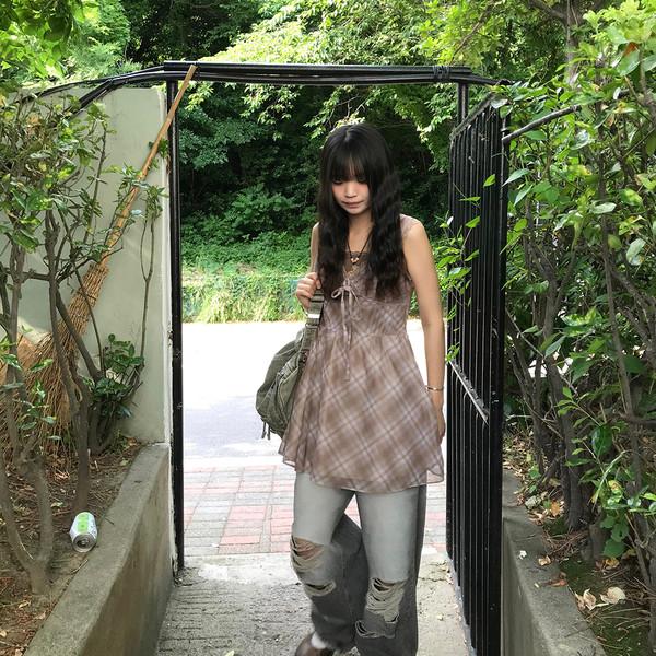 유니 체크 원피스 ( uni check ops )