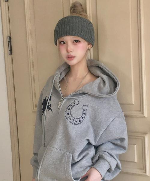 EL UNICORN HOOD ZIP UP(GRAY)