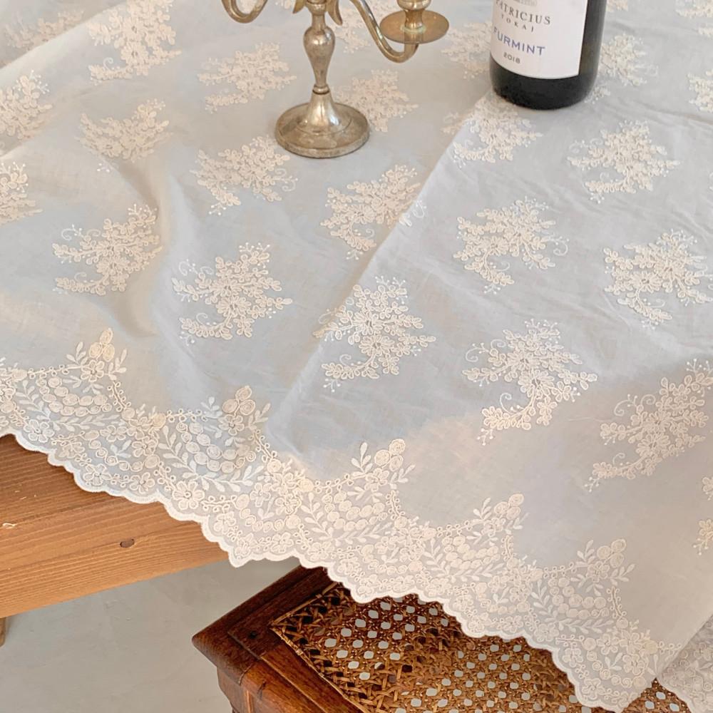 [면] 팝콘플라워 면 코드사 네추럴 컬러 레이스원단