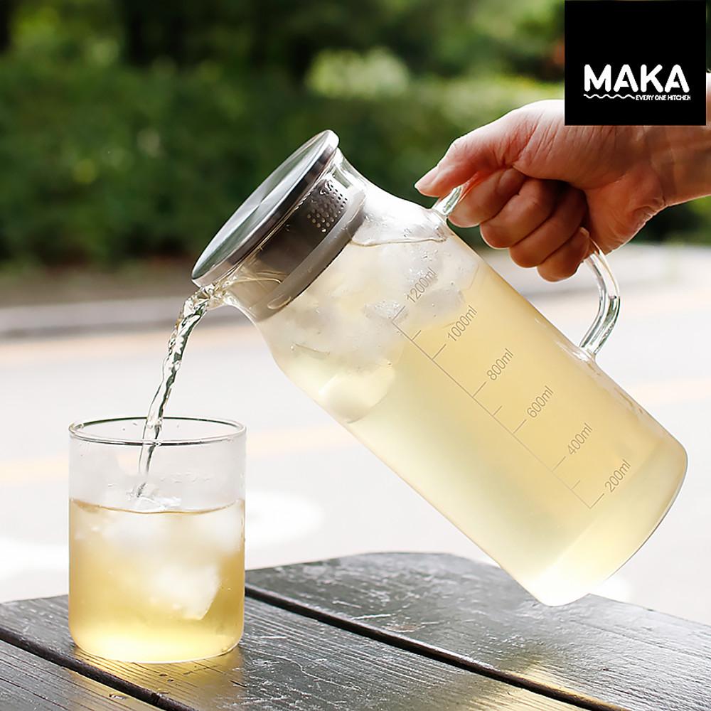 마카 세척이 편한 내열유리 냉장고 물병 저그 1200ml