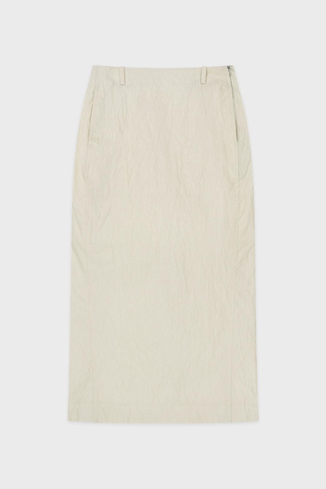 Wrinkle H-Line Skirt (Cream)