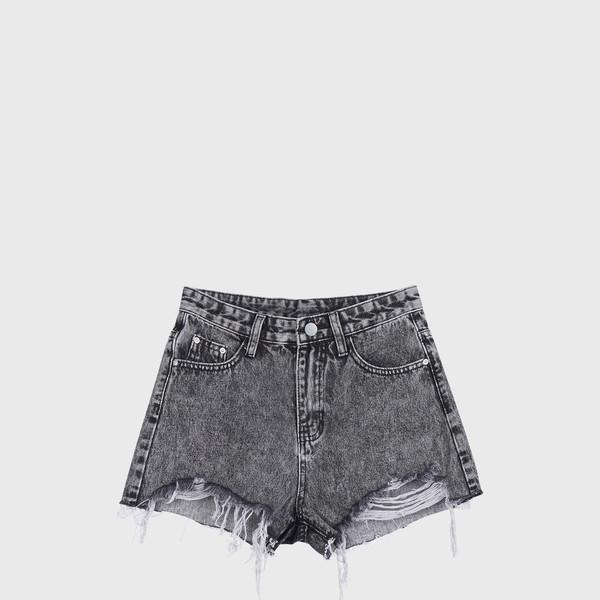 Vintage washed denim shorts - grey