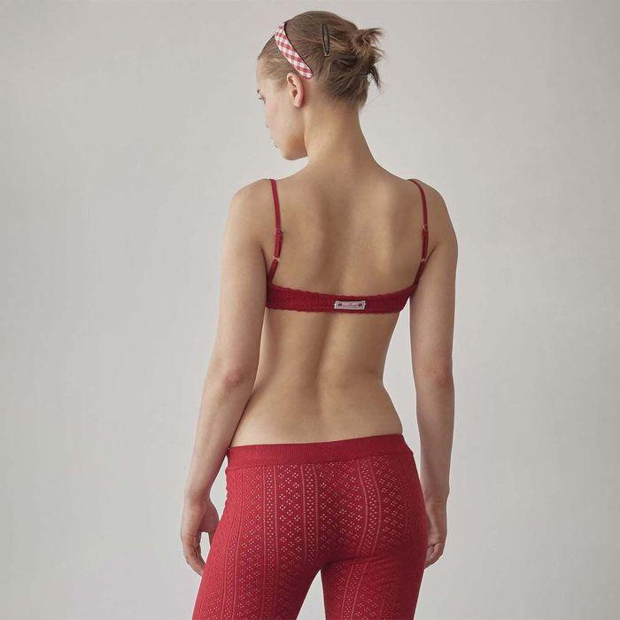 Eyelet Knit Bustier Red