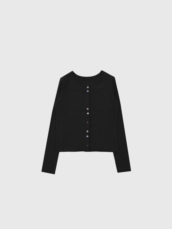 pearl snap round cardigan