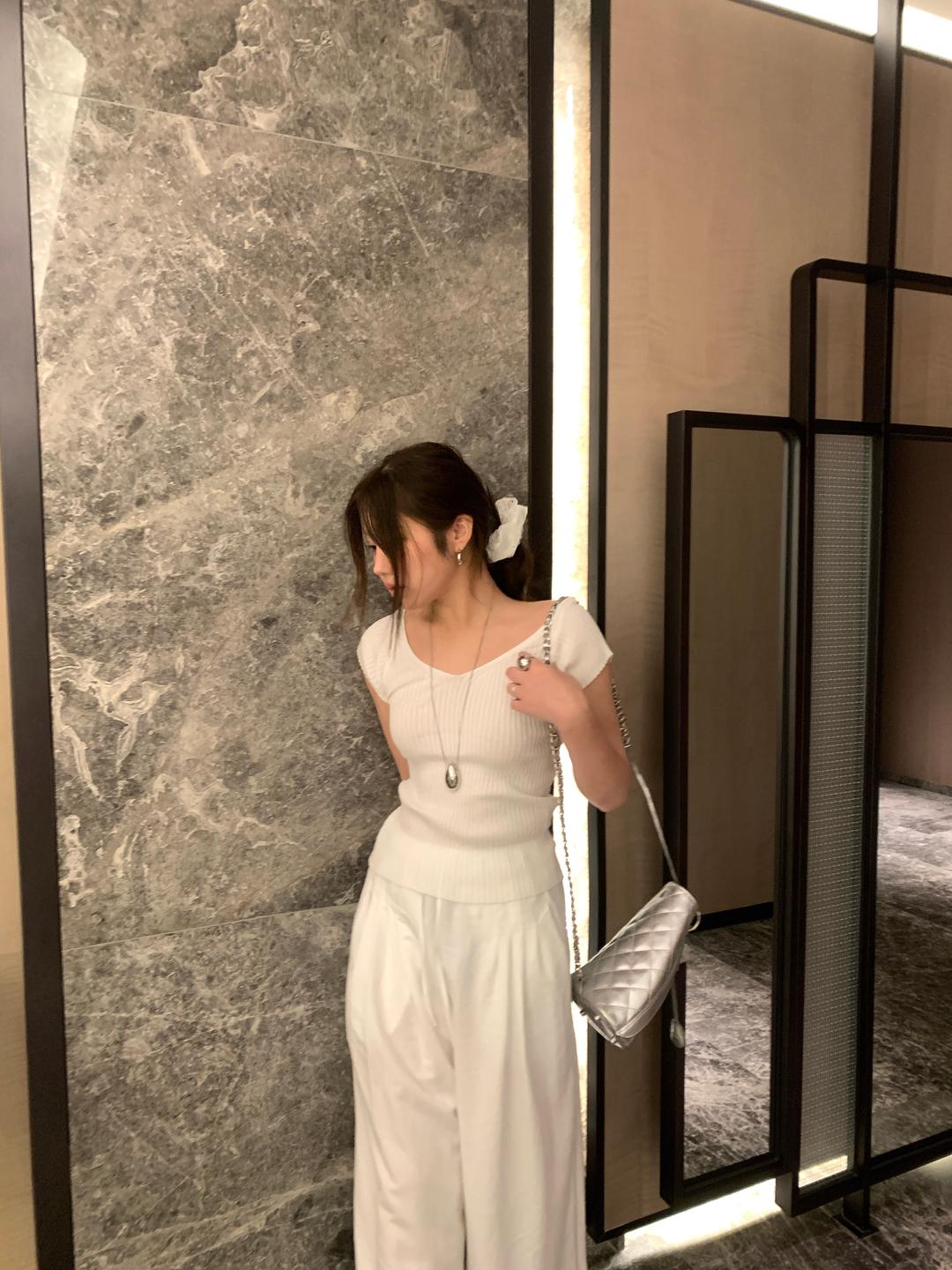 하이원스 여성 프롬 쿨링 여름 양브이 반팔 니트