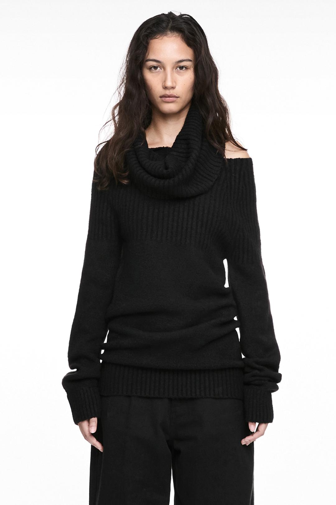 2-WAY SHAWL KNIT BLACK