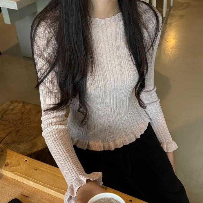 GLITTER BOATNECK RIB KNIT_PINK