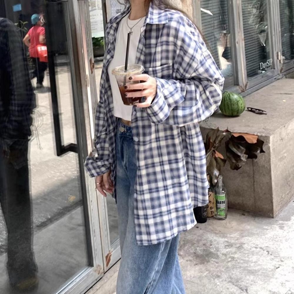 미즈민 [💗루즈핏/오버핏/4계절필수🚛당일발송+무료배송]제롬 루즈핏 체크 셔츠 s160124