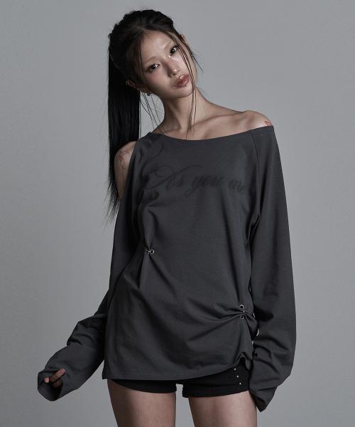 컷아웃 피어싱 롱슬리브 차콜