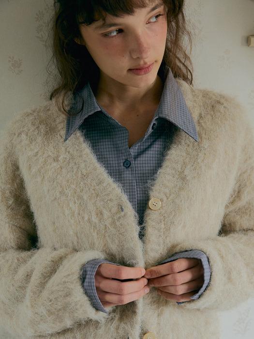 heavy brush wool cardigan-beige