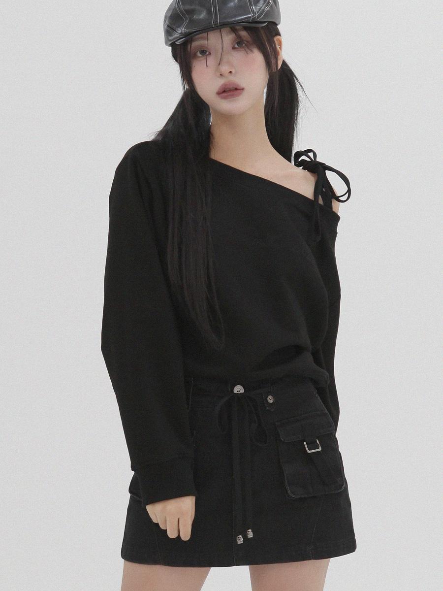 One-shoulder tie mtm (black)