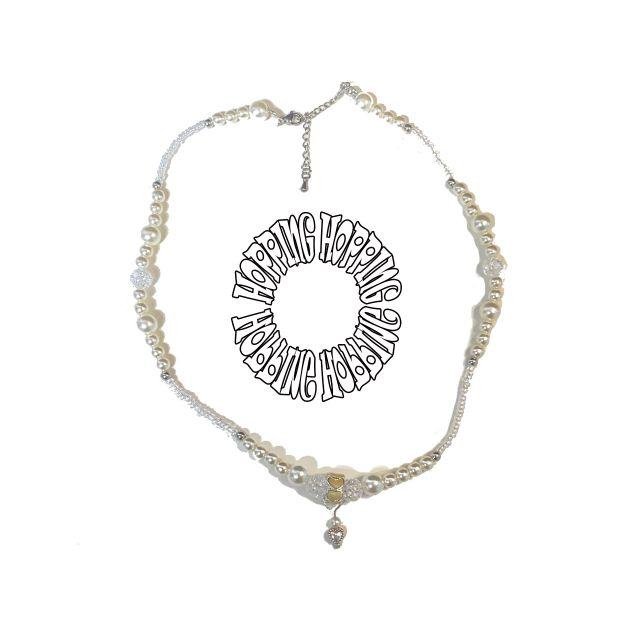 *⁀➷ Milk Ivory Heart Pearl Necklace*⁀➷
