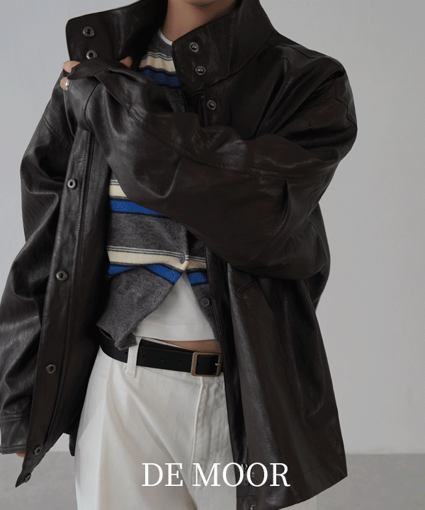 드무어 [DEMOOR] 헤이즐 오버핏 하프 레더 자켓