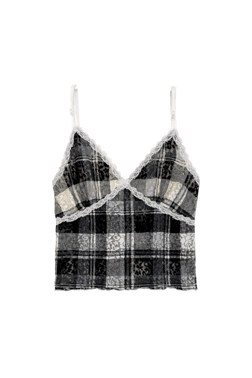 LACE MESH CAMI TOP (CHECK)