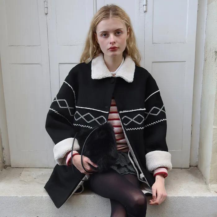 SN Shearling Mustang Coat (Black)