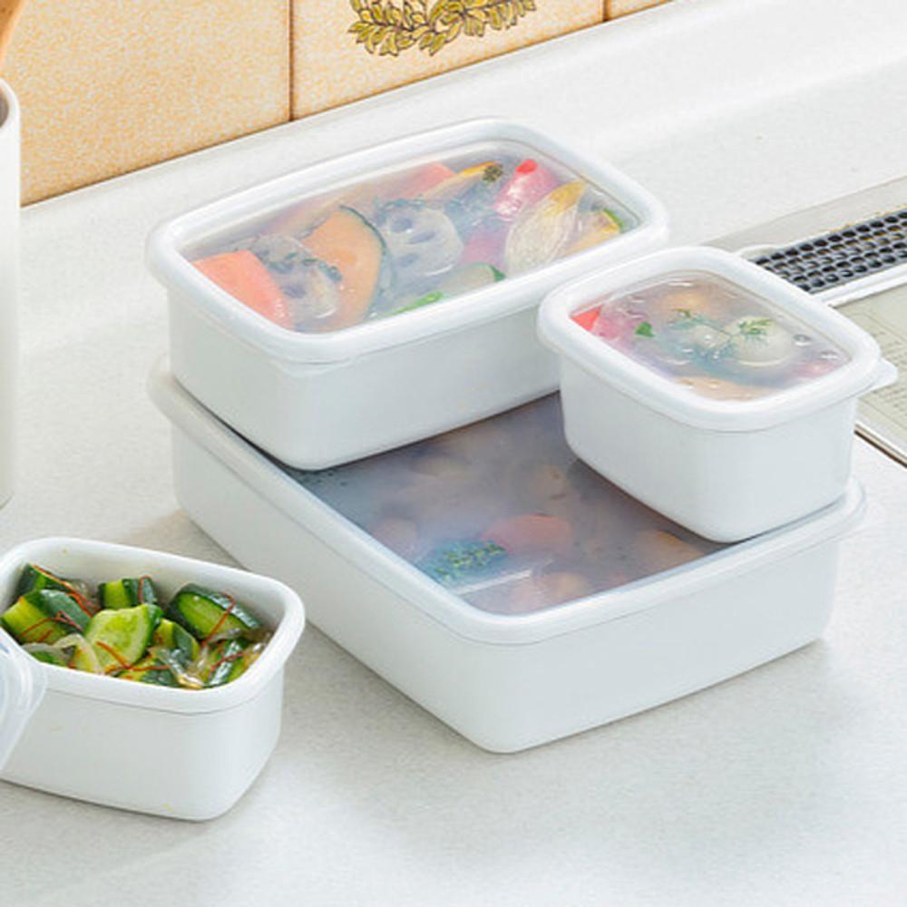 일본 타카기 법랑 사각 캐니스터 3사이즈 반찬통 저장용기