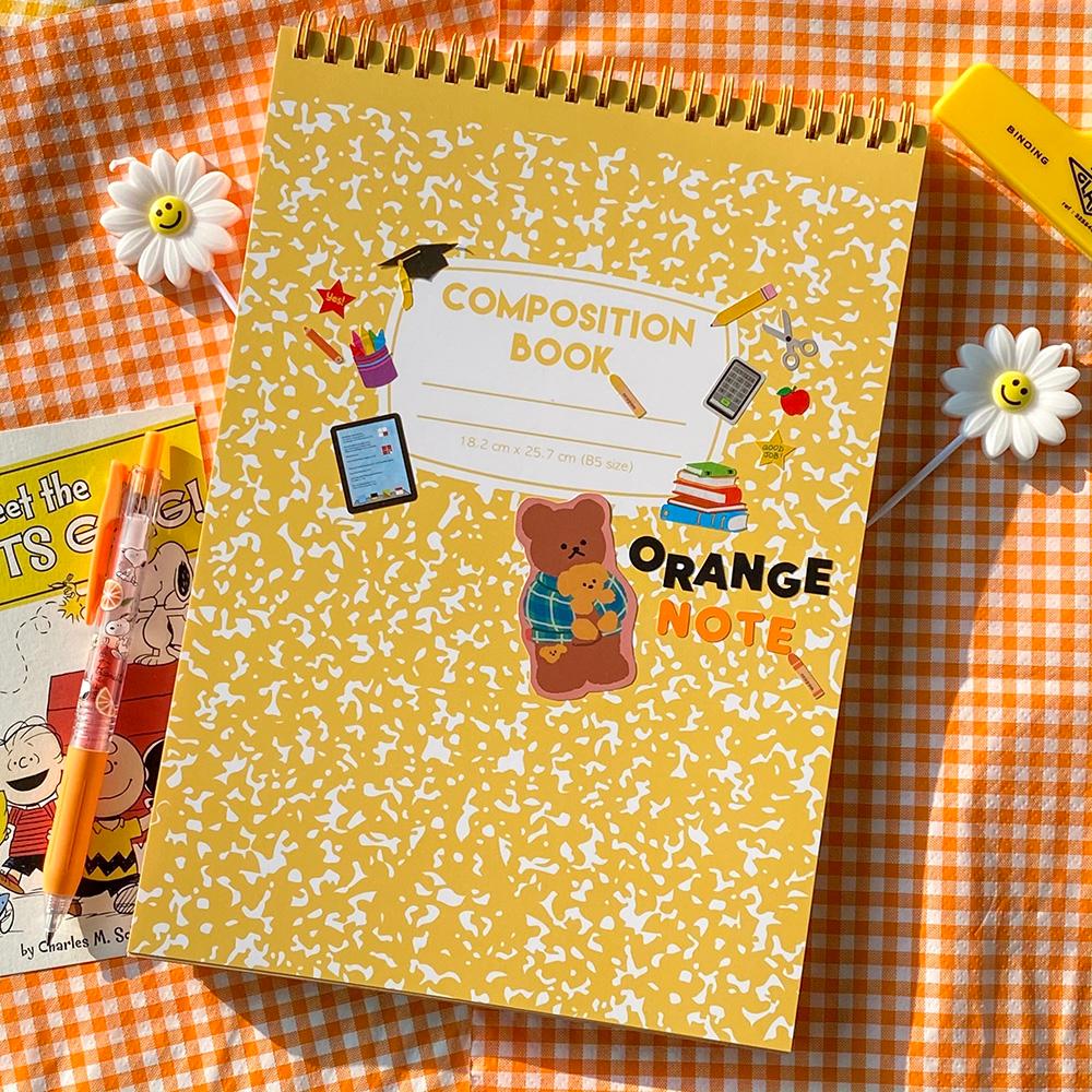 컴포지션 오렌지 노트 줄노트 모눈노트