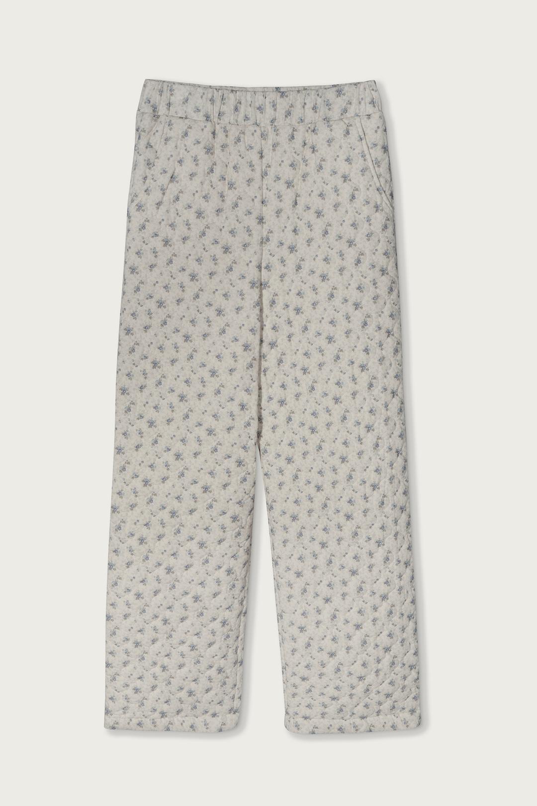 FLORAL QUILTED PANTS WHITE