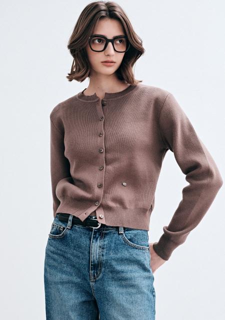 (L 사이즈만 12월 16일 예약) ESSENTIAL ROUND CLASSIC CARDIGAN_CLASSIC BROWN