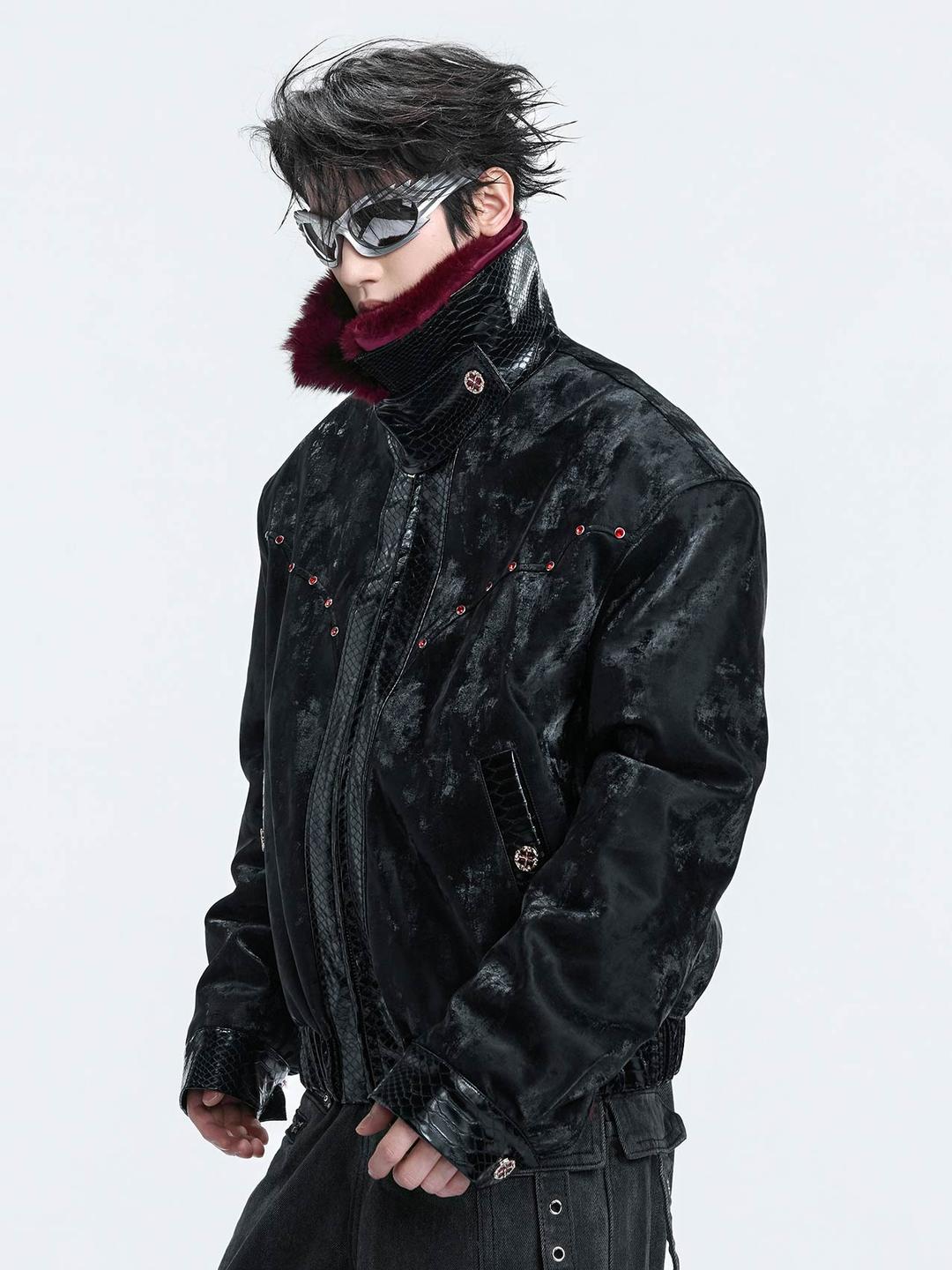 [ArguE CulturE] Reversible Detachable Fur Red Jewels Jacket