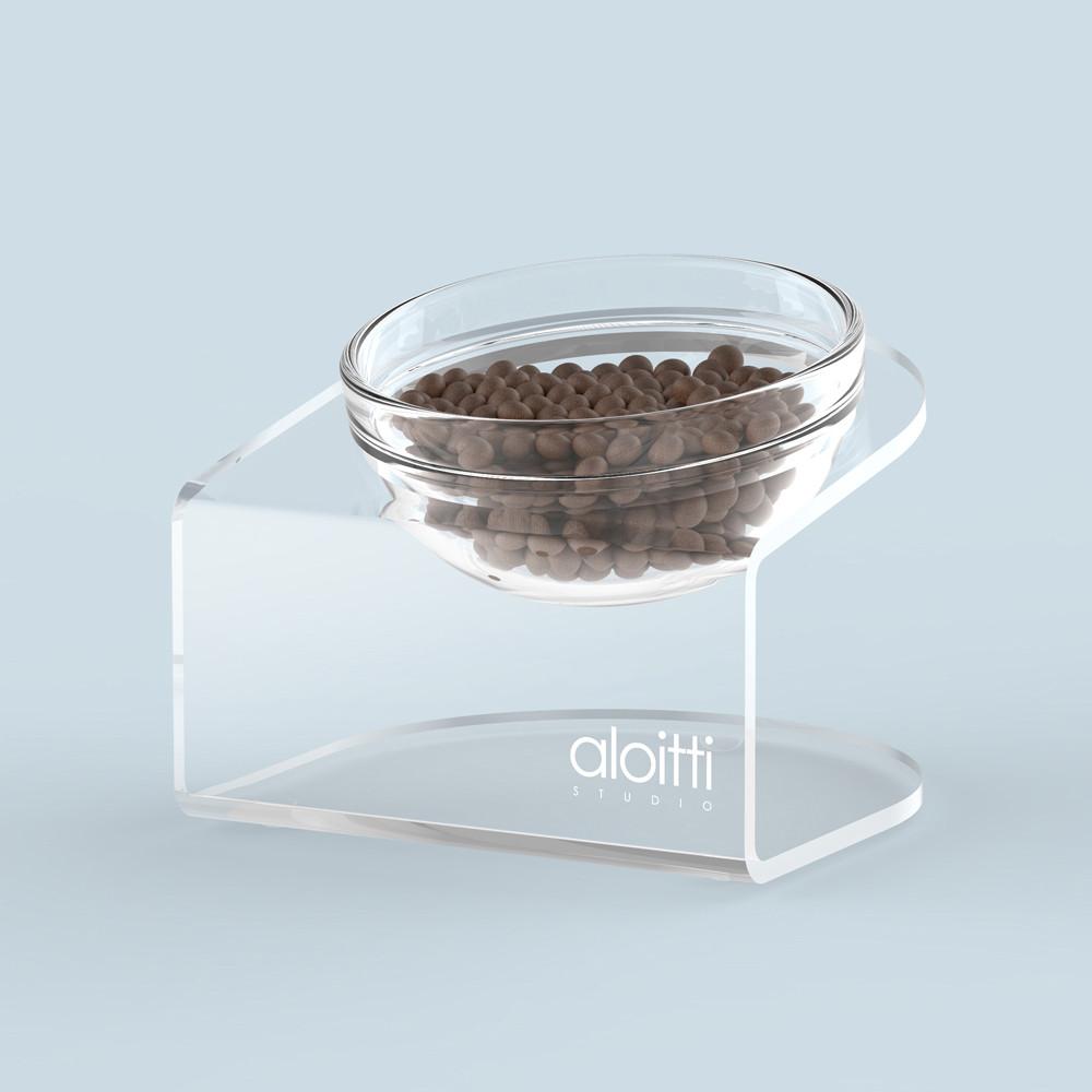 스튜디오알로티 루미 펫테이블 1구 S 강아지 고양이 밥그릇 물그릇 아크릴 식탁 유리 수반