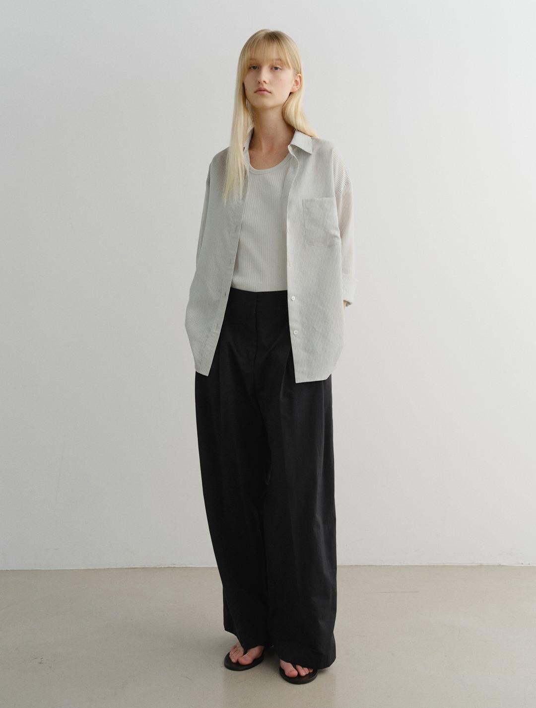 Airy Stripe Shirt (Light Grey)