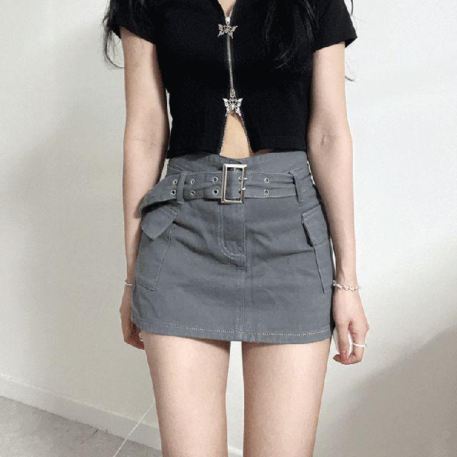 [색감,핏존예/완전강추!] 리즈 벨트 카고 스커트 y2k 치마바지 (속바지안감/,S,M,L/2color)