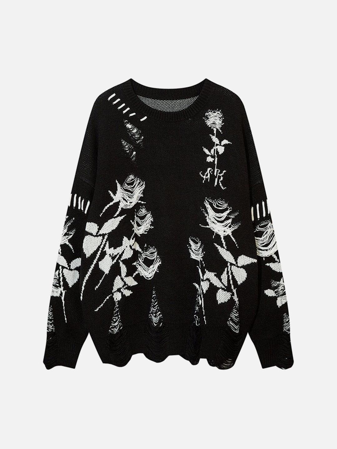 Aelfric Eden Raw Edge Rose Sweater - Black / S