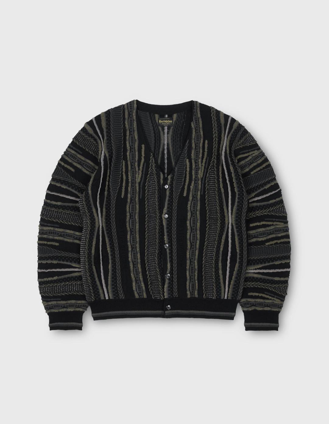 MULTI GAUGE CARDIGAN / Black
