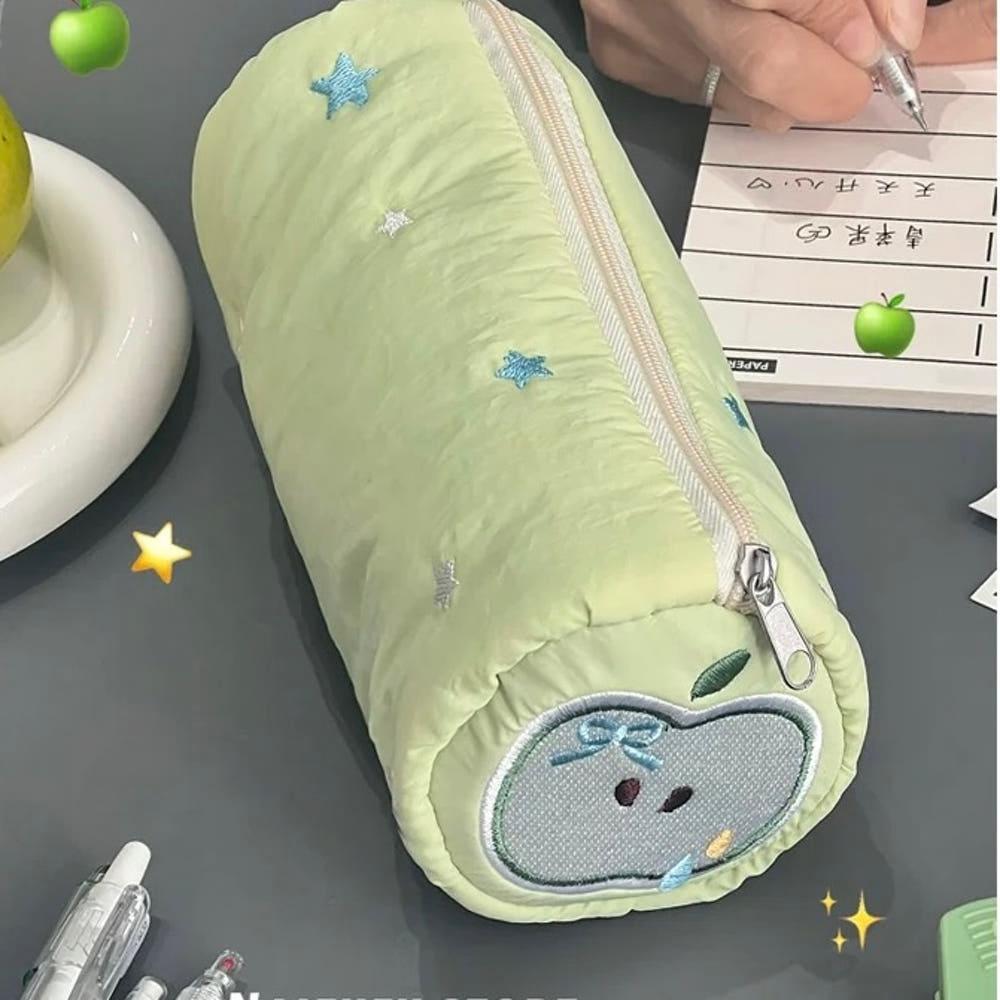 그린 애플 필통 펜슬 케이스 딸기 원통 파우치 유니크 데스크 학생 선물 새달바스켓