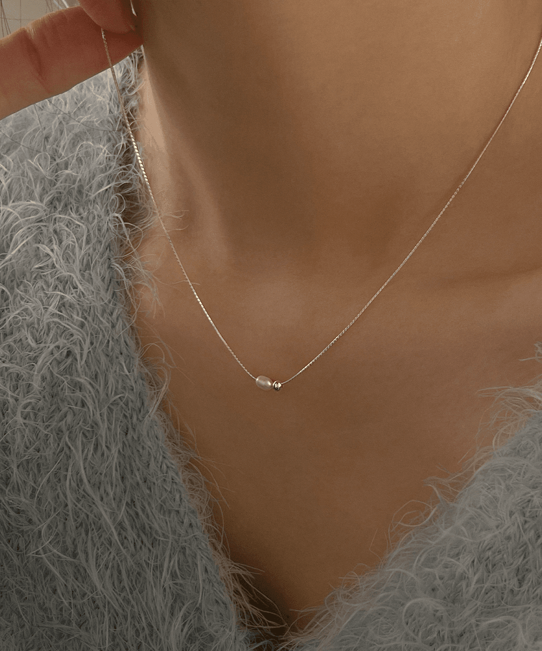 마뚜아 [92.5 silver] Brush pearl necklace 2colors