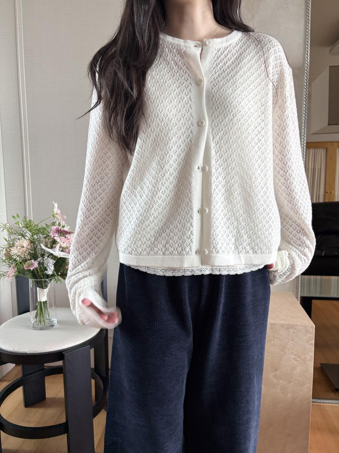 Diamond silk wool cardigan (3C)