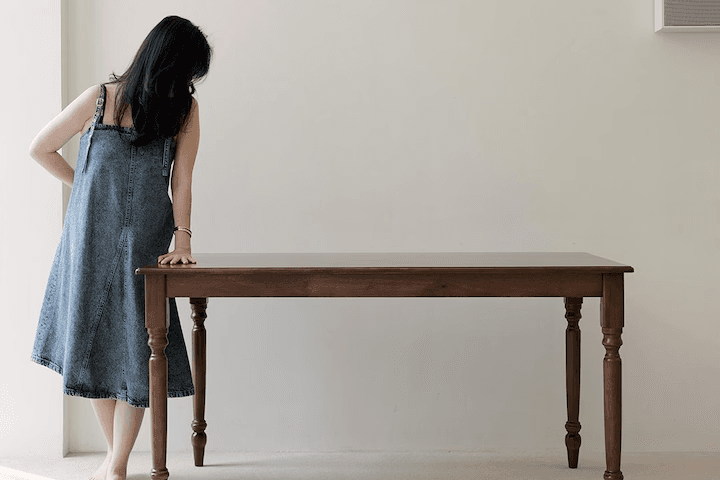 코콜라 월넛 천연 원목 직사각형 식탁 테이블 1200