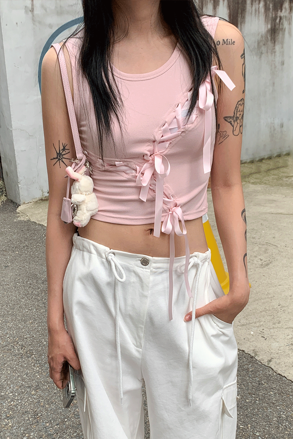 scoop eyelet sleeveless tee (4colors)