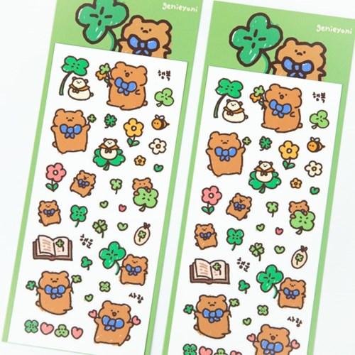 곰고미와 행운의 클로버 스티커