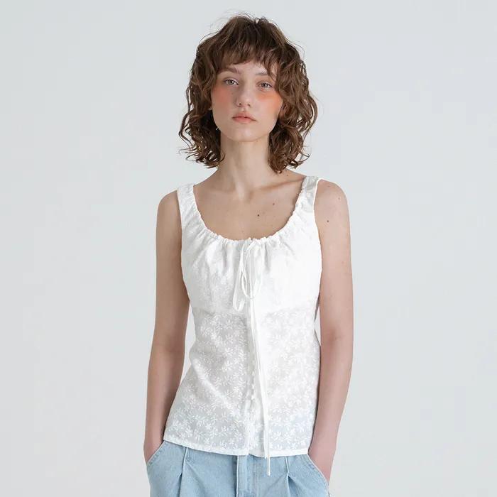 Eyelet button blouse_ivory