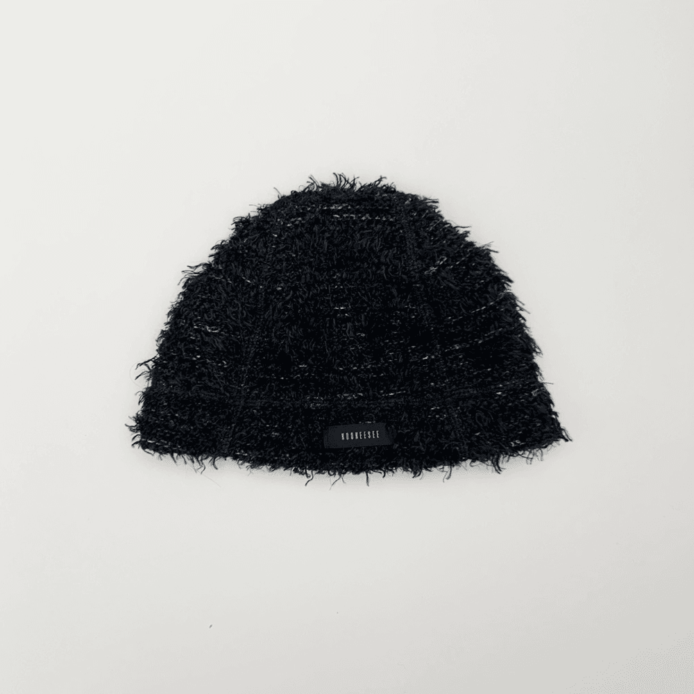 Hairy Knit Beanie Hats (Black)
