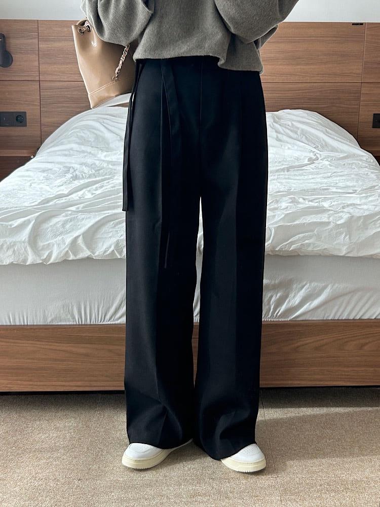 [m사이즈당일배송] 겨울 타이 와이드 울 슬랙스