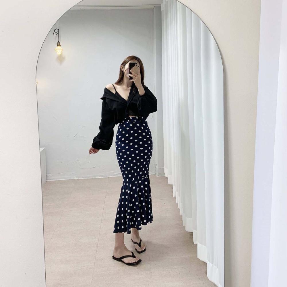 [기획특가] 챠밍 도트 인어 머메이드 롱 스커트 [무료배송]