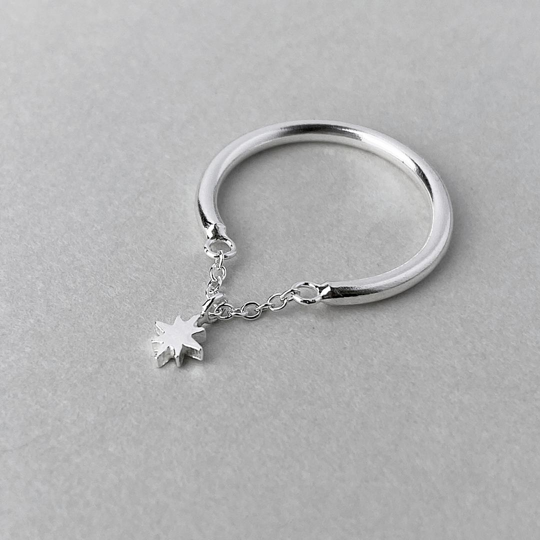 star chain open silver ring