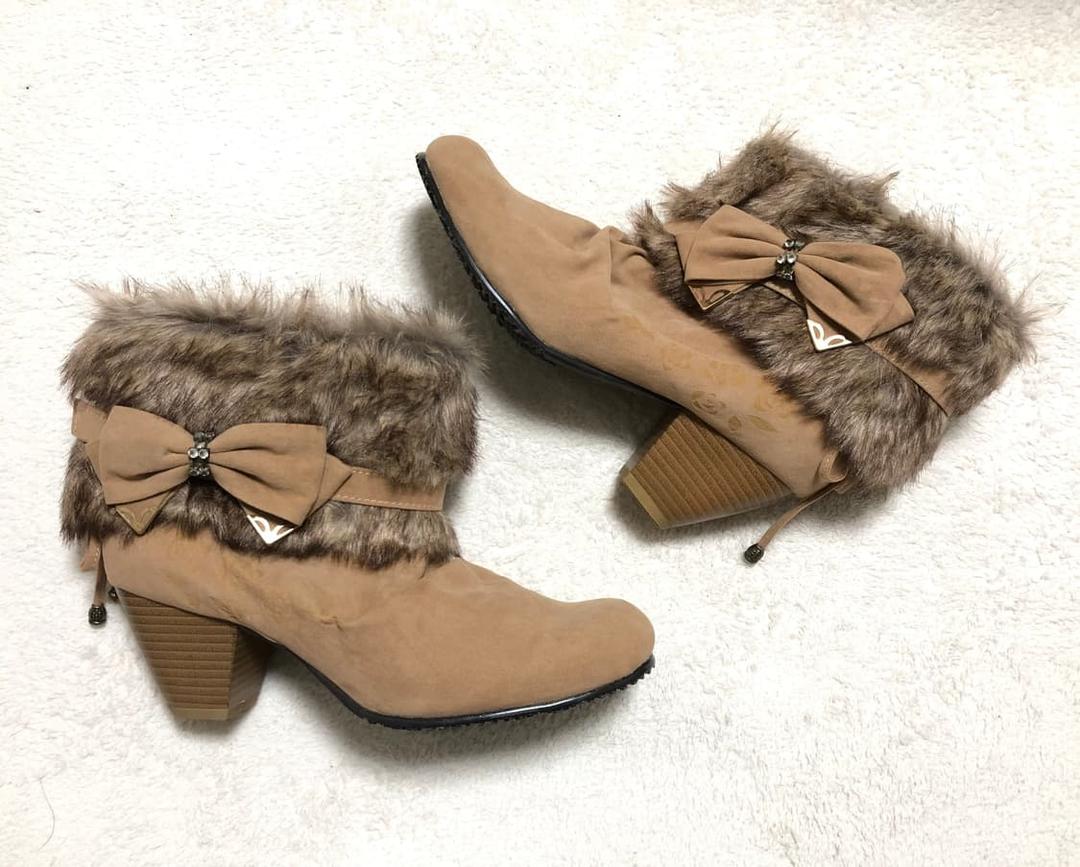 엑시즈팜 리즈리사 리본 퍼 구두 부츠 라떼갸루 히메갸루 빈티지 | 후루츠패밀리