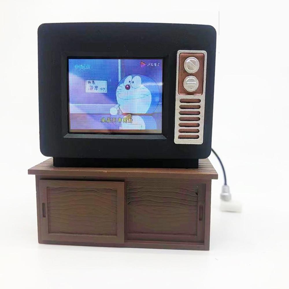 미니어처 피규어 소품 재생가능한 플레이가능 TV 텔레비전