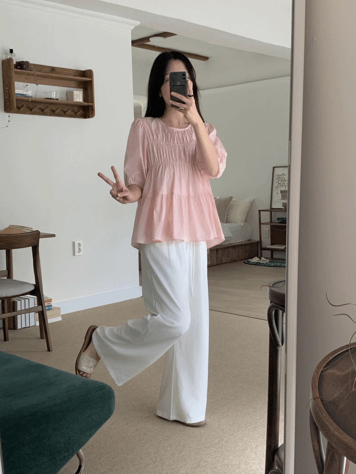 라브 셔링 블라우스 (2 size, 5 colors, 빅사이즈)