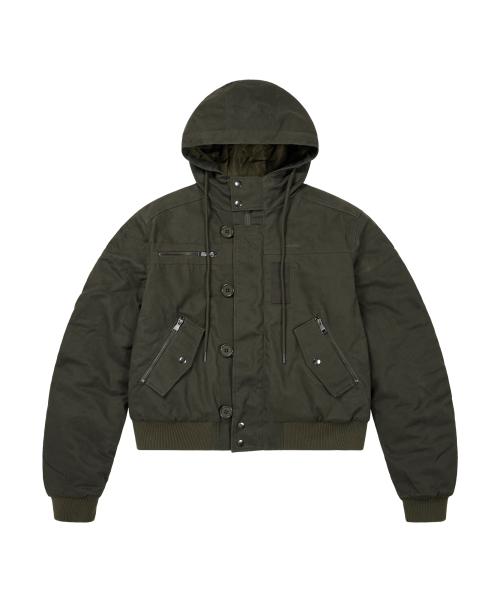 Button Placket Cotton Ma-1 Jacket (Khaki)