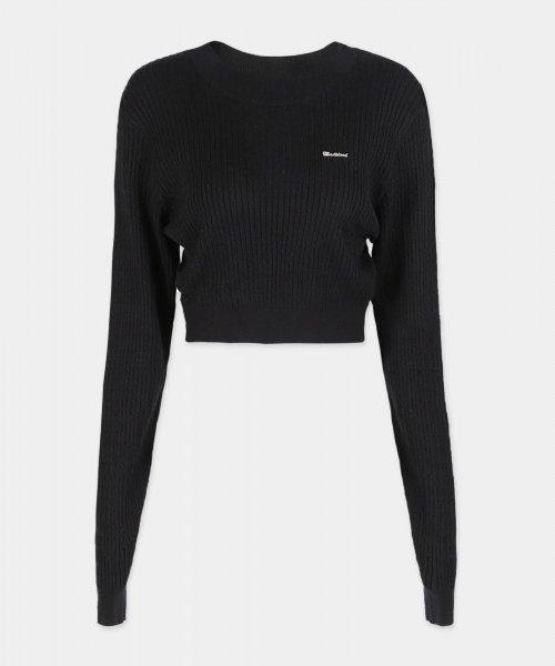 미니멀 로고 크루넥 스웨터 - 블랙