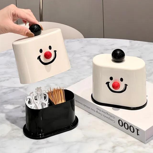 스마일 다용도 수납함 이쑤시개 보관함 면봉함